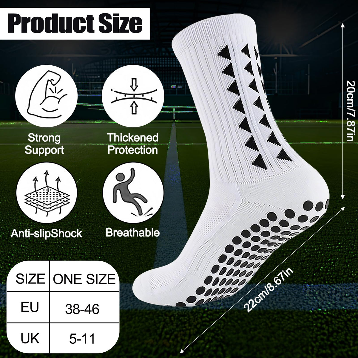 3 Pairs Non Slip Football Socks, Football Grip Socks for Men, Soccer Socks with Rubber Dots for Yoga Running Hiking