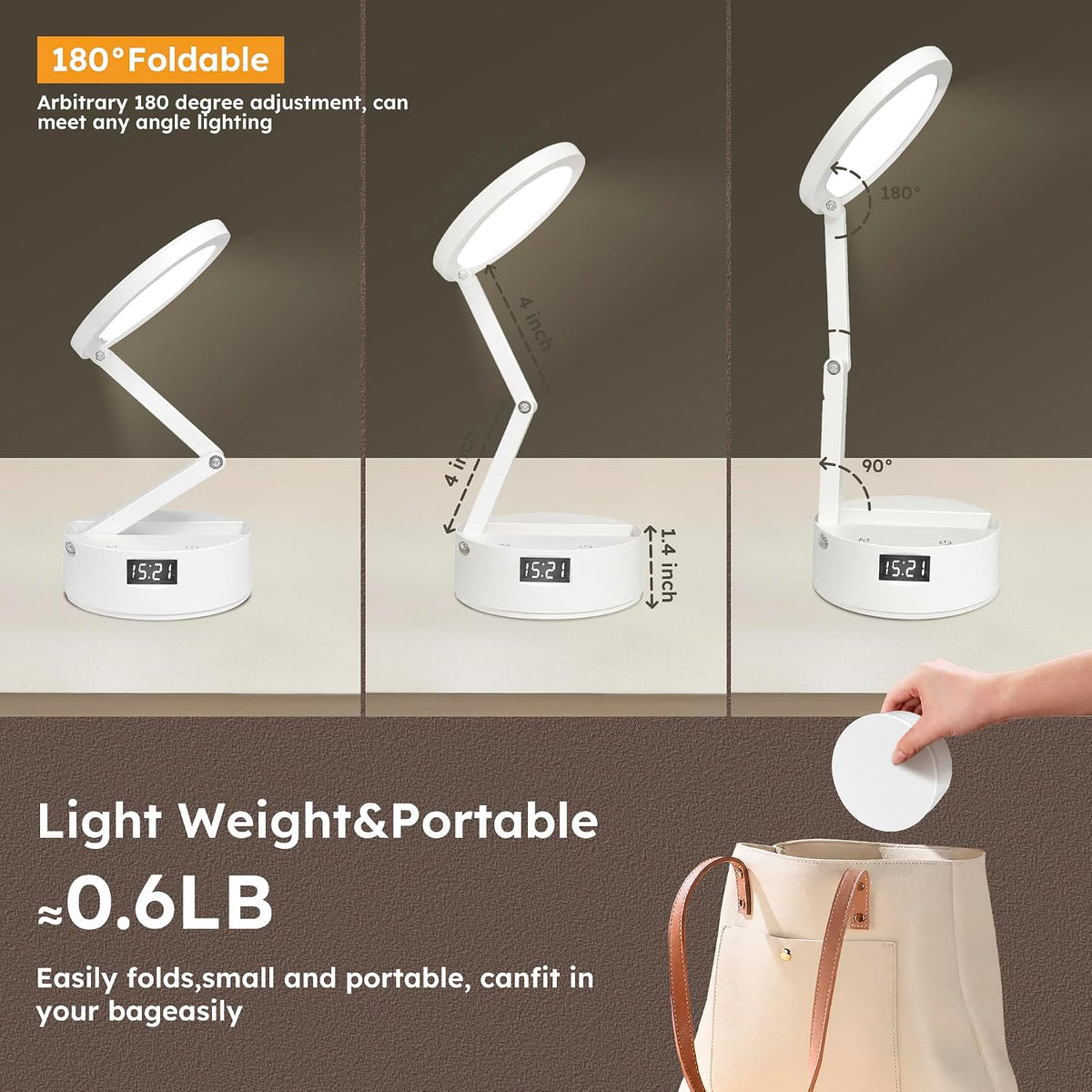 Small LED Rechargeable Portable Foldable Cordless Desk Table Lamp
