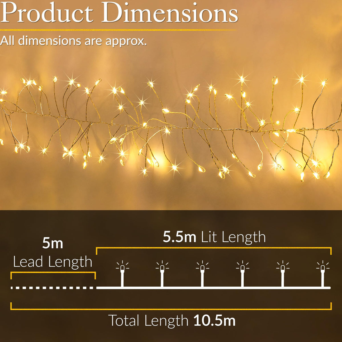 Christow Cluster Light Christmas Door Garland, 800 LEDs, Multi-Coloured