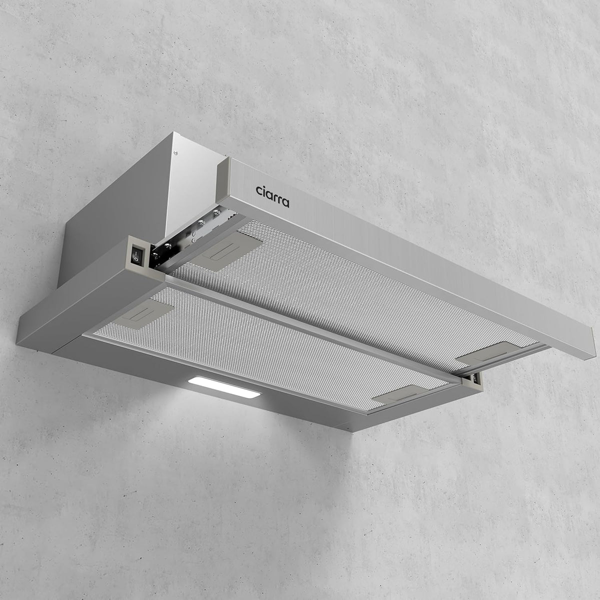 CIARRA Telescopic Cooker Hood 60cm 391m³/h LED Light 2-Speed A++ CBCS6906D