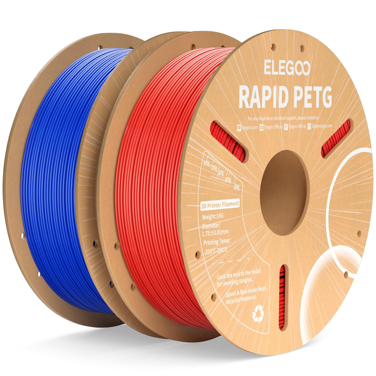 ELEGOO Rapid PETG 3D Printer Filament 1.75mm Black 1KG