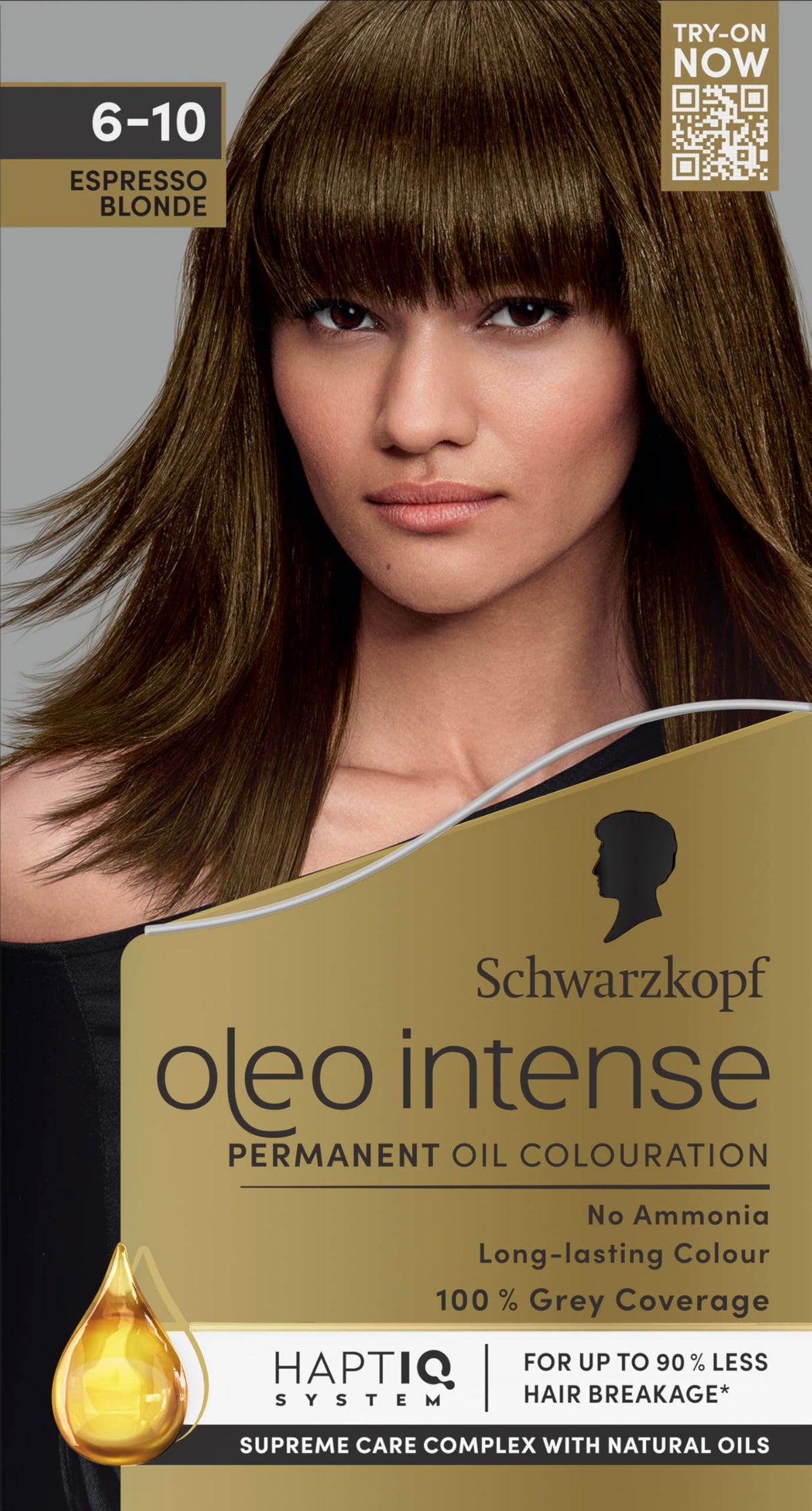 Schwarzkopf Oleo Intense Permanent Hair Colour 4-60 Gold Brown | Ammonia Free Oil Hair Dye | 100% Grey Coverage | Long-Lasting Rich Colour | With HaptIQ System & Caring Oil Mask (Pack of 2)