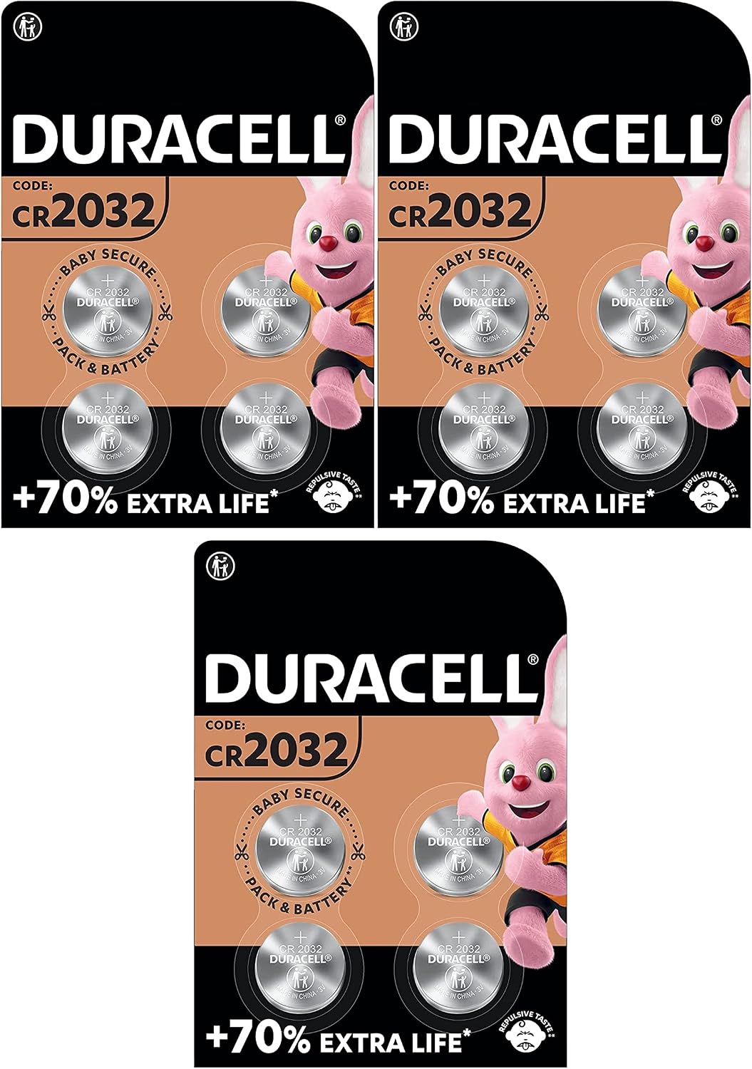 12x Duracell Cr 2032 Lithium (3 Blister Packs of 4 Batteries) 12 Batteries
