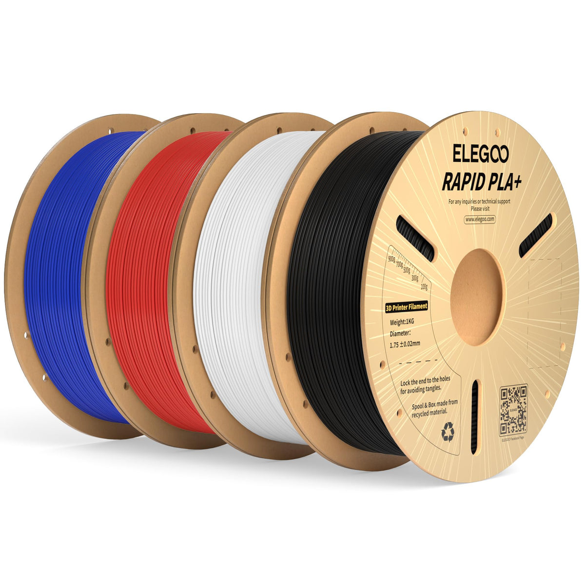 ELEGOO Rapid PLA Plus 3D Printer Filament 1.75mm Bundle 8 Colours 8 * 250g