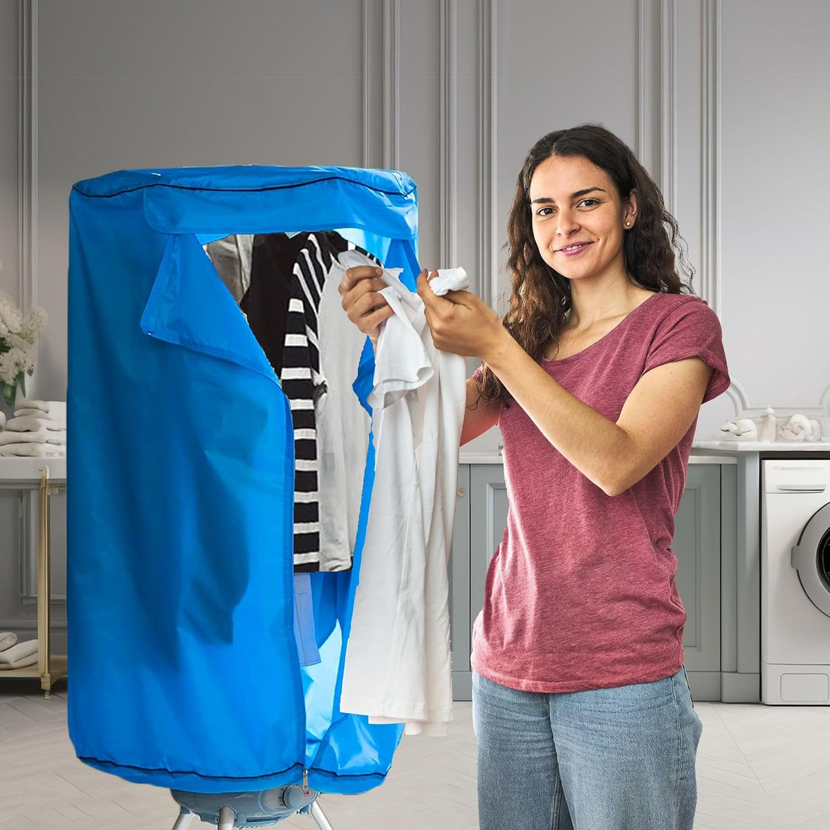 Electric Clothes Dryer 15kg Indoor Wet Laundry Warm Air Drying PowerDri (White)