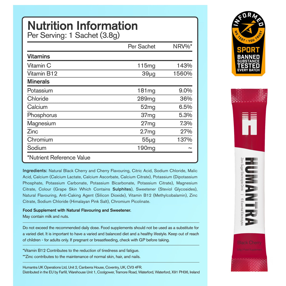 Humantra Electrolytes Powder Hydration Sachets - Himalayan Lime, 20ct