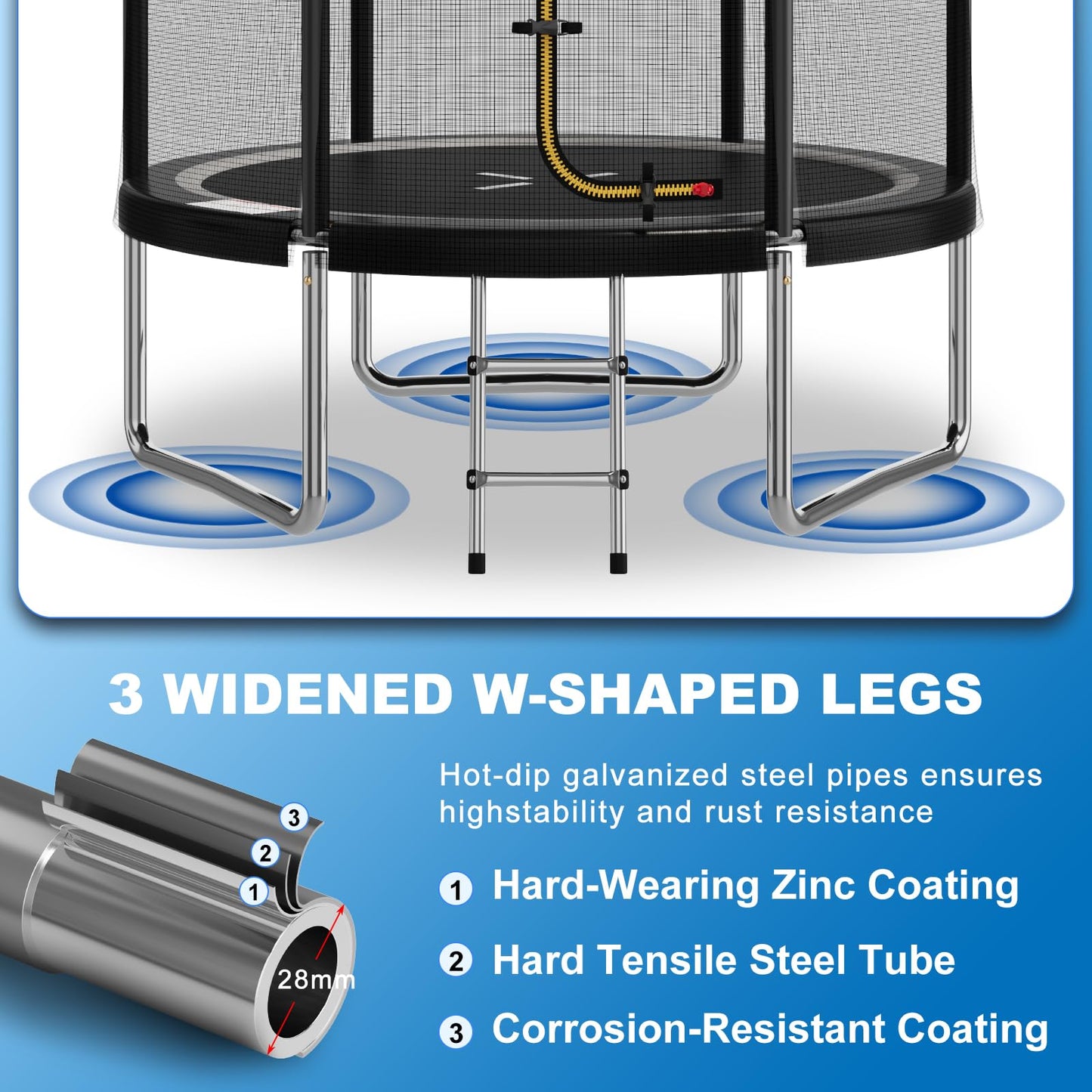 Devoko 7.5ft Rectangular Garden Trampoline with Safety Net — 42 Springs, Padded Edges
