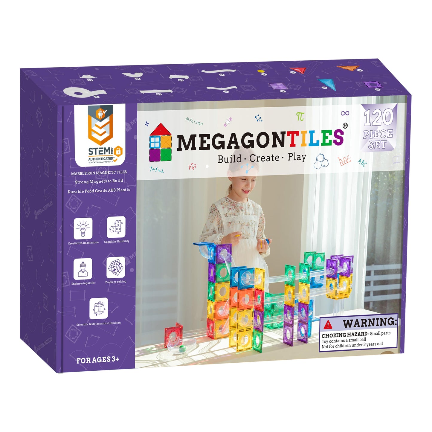 MEGAGONTILES 110PCS Premium Magnetic Tiles Set | STEM-Authenticated Magnetic Building Blocks | Educational Construction Toy for Kids Ages 3–8 (Boys & Girls)