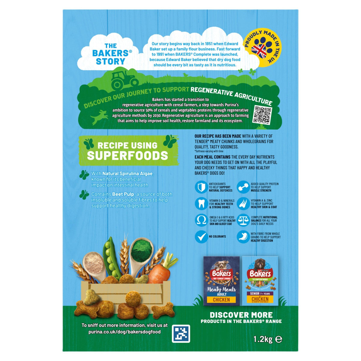 BAKERS Superfoods Small Dog Adult Dry Dog Food Chicken 1.1kg (Pack of 5)