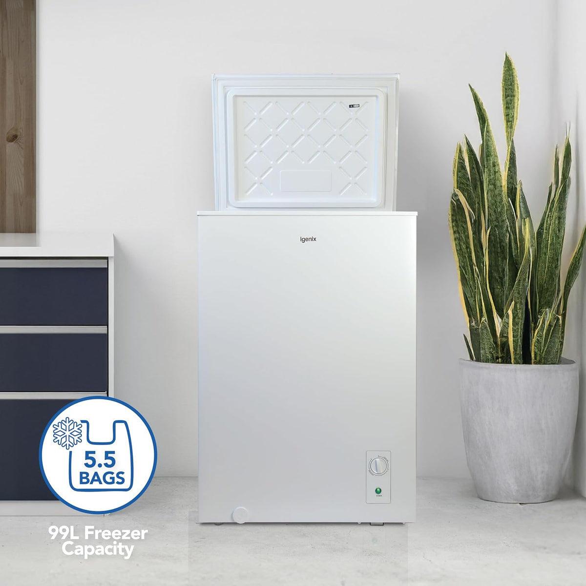 Igenix IGCF0198W Freestanding Chest Freezer, 198 Litre, White