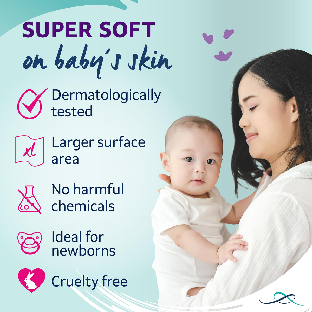 Lil-Lets Baby Cotton Wool Oval Pads, Certified Organic, 100% Pure Cotton Wool, Soft and Absorbent, Gentle on Baby's Delicate Skin, Dermatologically Tested, Ideal for Newborns, Pack of 50 Oval Pads