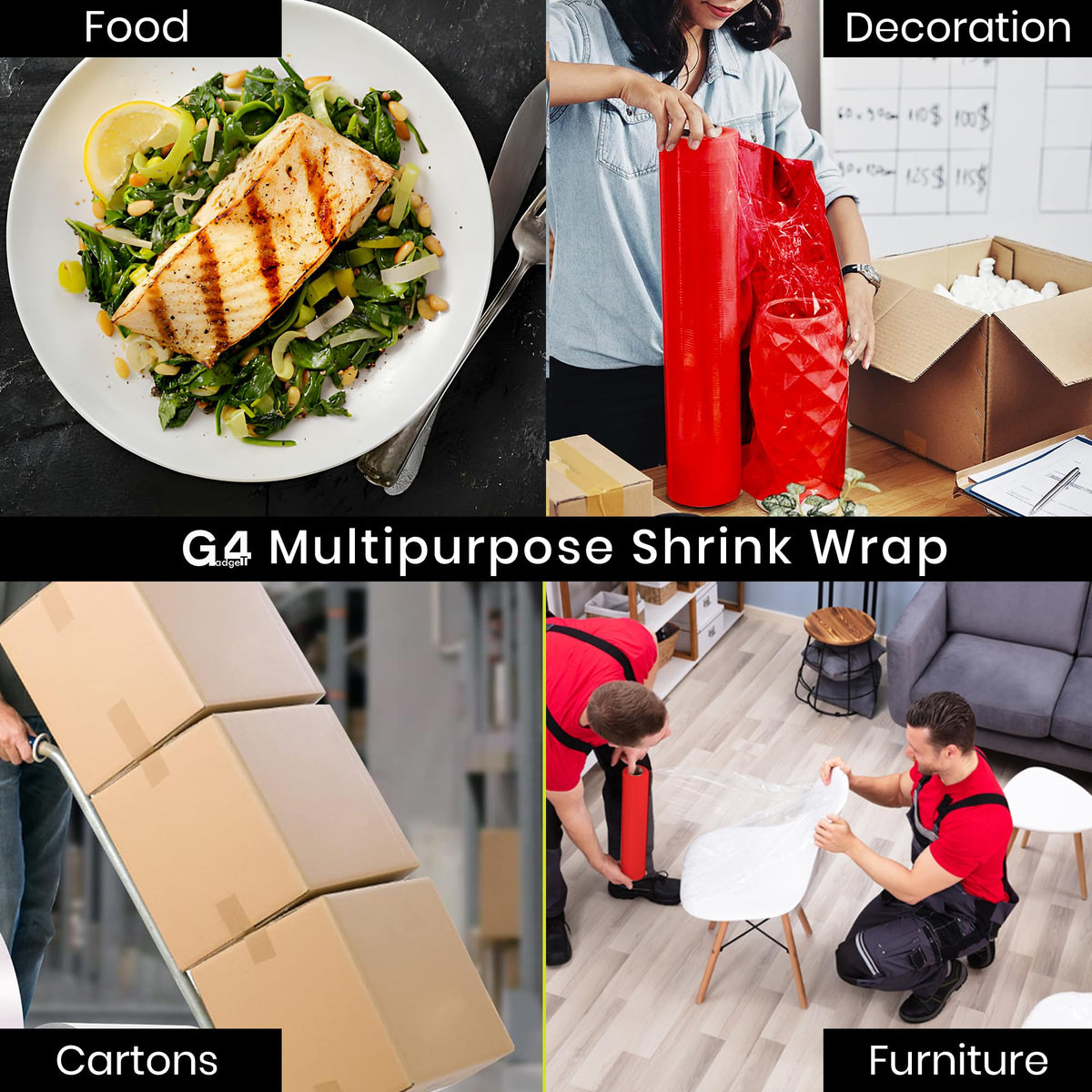 Heavy Duty Strong Pallet/StretchWrap/Shrink Wrap Packaging Cling Film - 400mm x 220m Pallet Stretch Wrap for Moving Home, Furniture, Luggage and Parcel (Black ‎40cm x 220m (STD CORE))