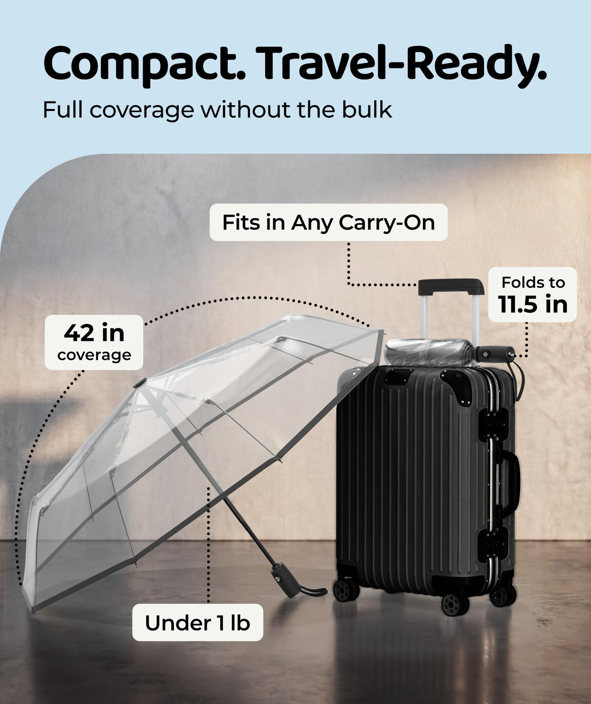 Repel Windproof Travel Umbrella - Compact & Withstands Winds up to 100MPH, Strongest Premium Auto Folding Umbrella for Rain and Sun - Durable, Light & Portable for Women & Men, Fits Backpack & Cars
