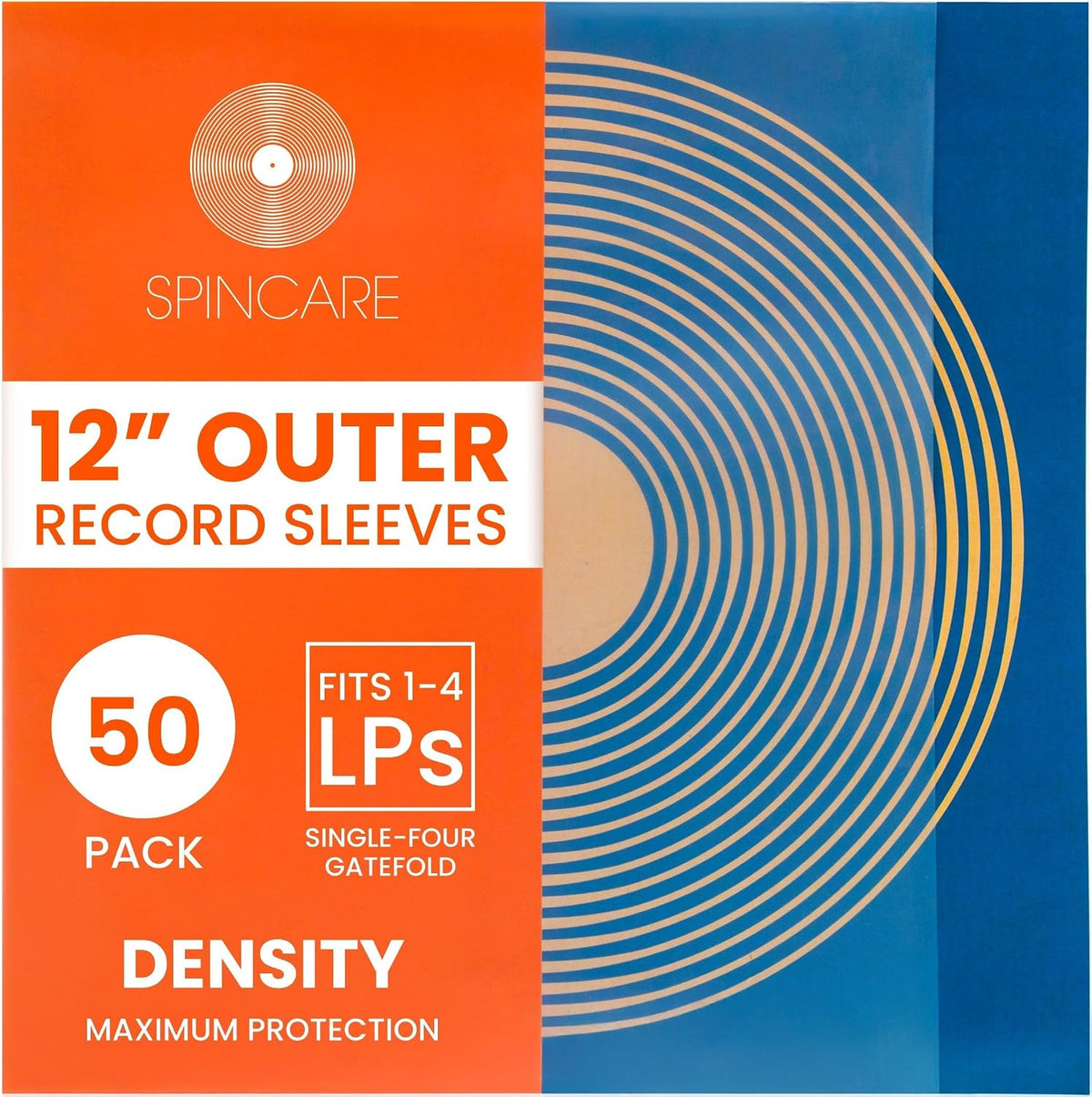 SPINCARE 50x 12 Inch Density UV Protection Outer Vinyl Record Sleeves
