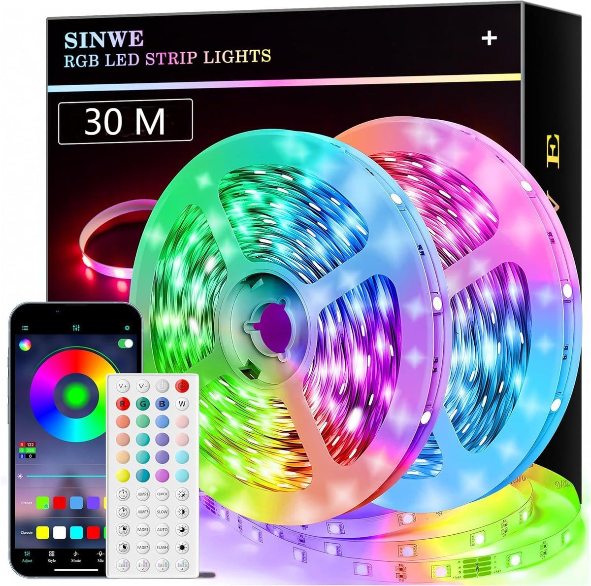 SINWE 65.6FT(20M) LED Strip Lights with App Control, Remote and Music Sync