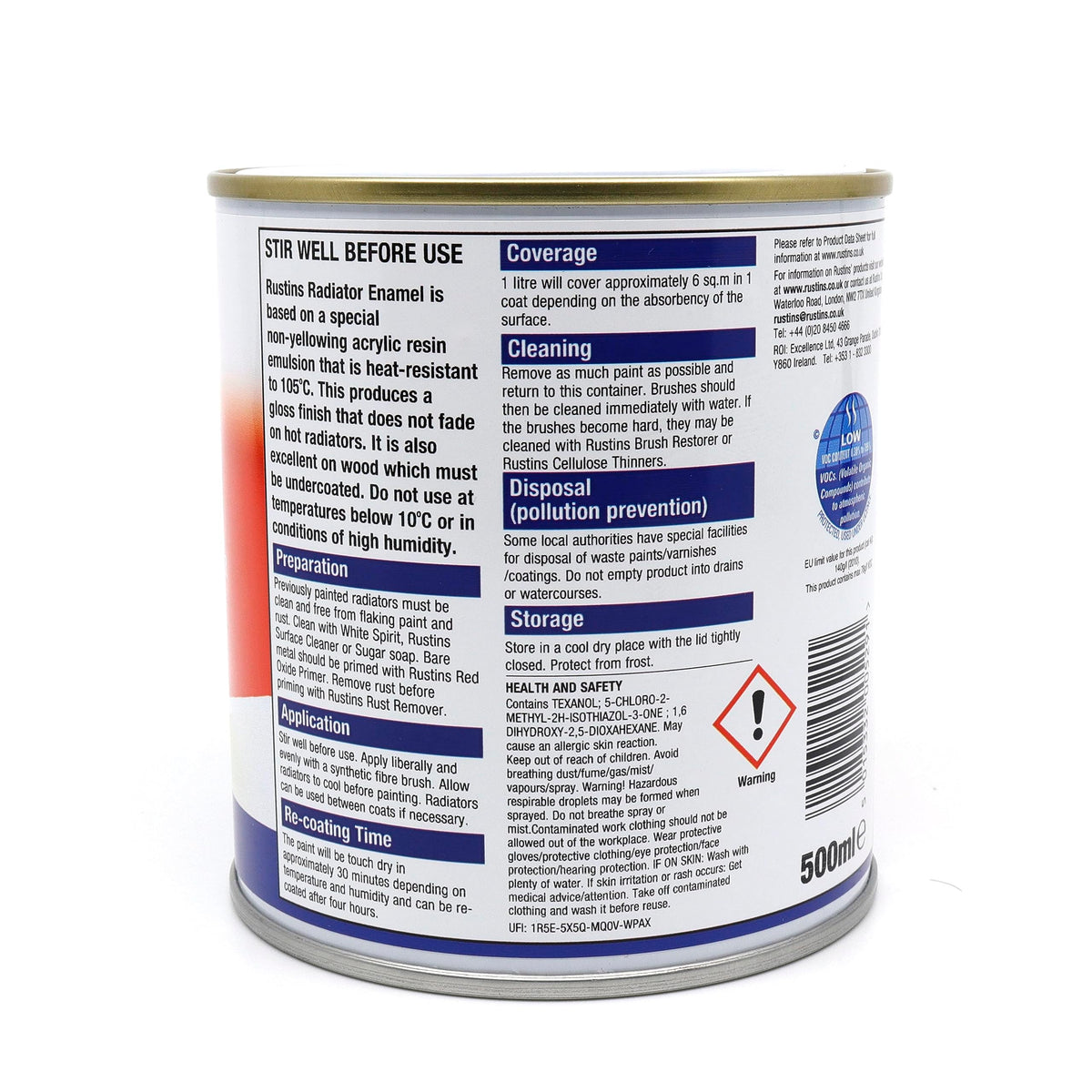 RUSTINS Quick Drying Radiator Enamel Satin - Black 500ml – Durable, Long-Lasting Finish for Radiators That Stands the Test of Time