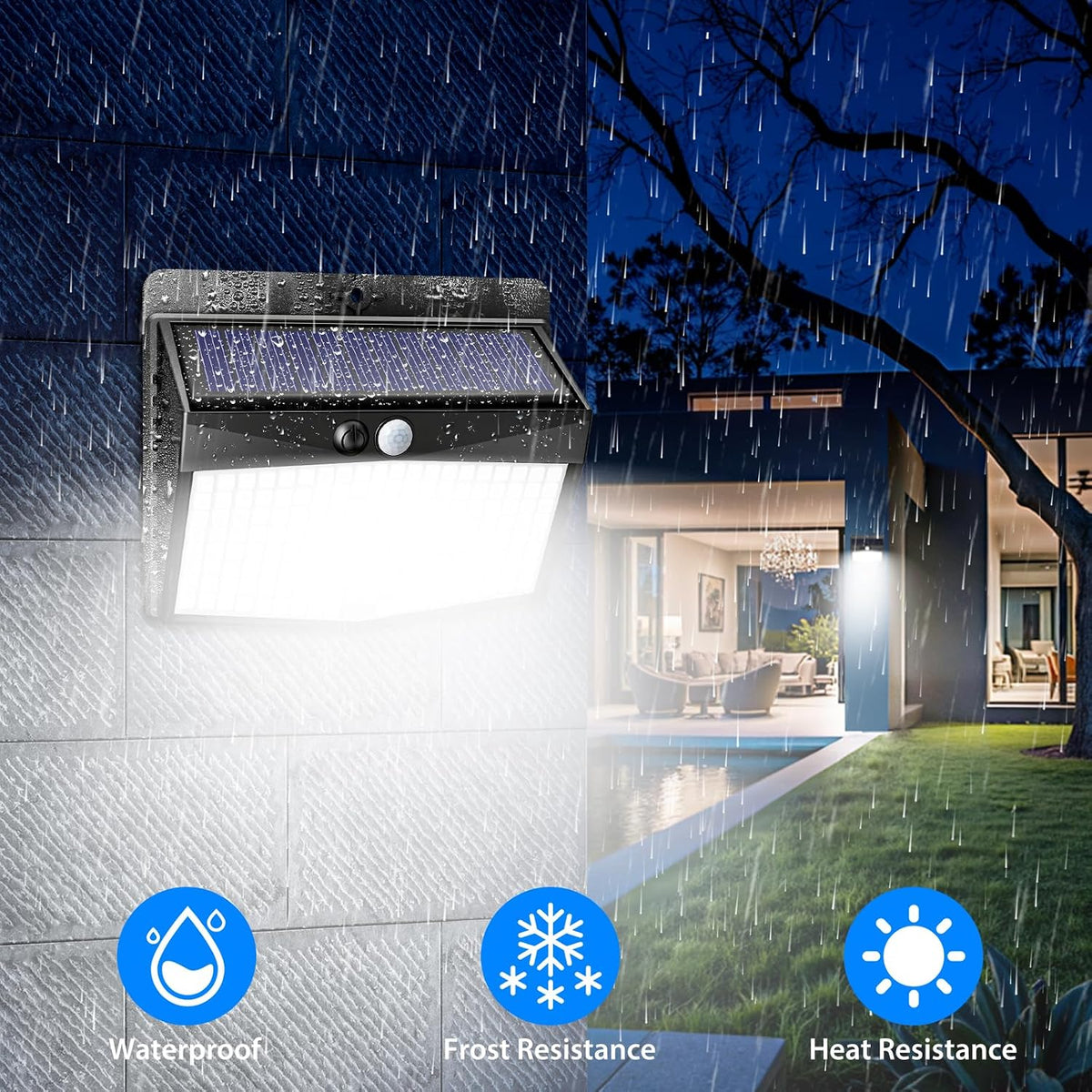 Peasur Solar Security Light Outdoor Motion Sensor, 168 LED Waterproof Solar Wall Light with 3 Modes, PIR Outdoor Sensor Light for Fence, Front Door, Garden, Garage, 1 Pack
