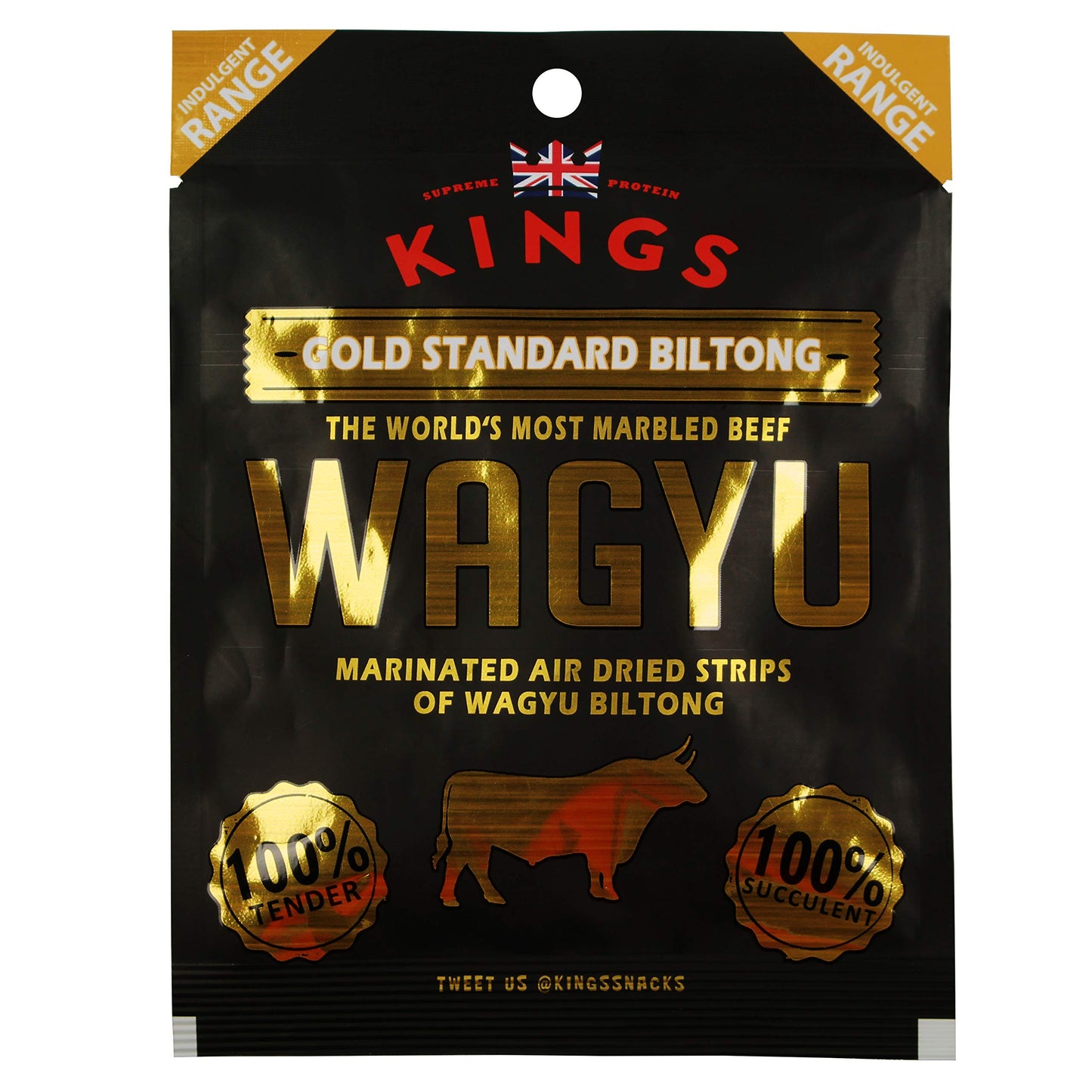 Kings - Wagyu Beef Jerky - Platinum Edition Indulgent Range - High Protein Meat Snack - Box of 12 x 25 g Packs