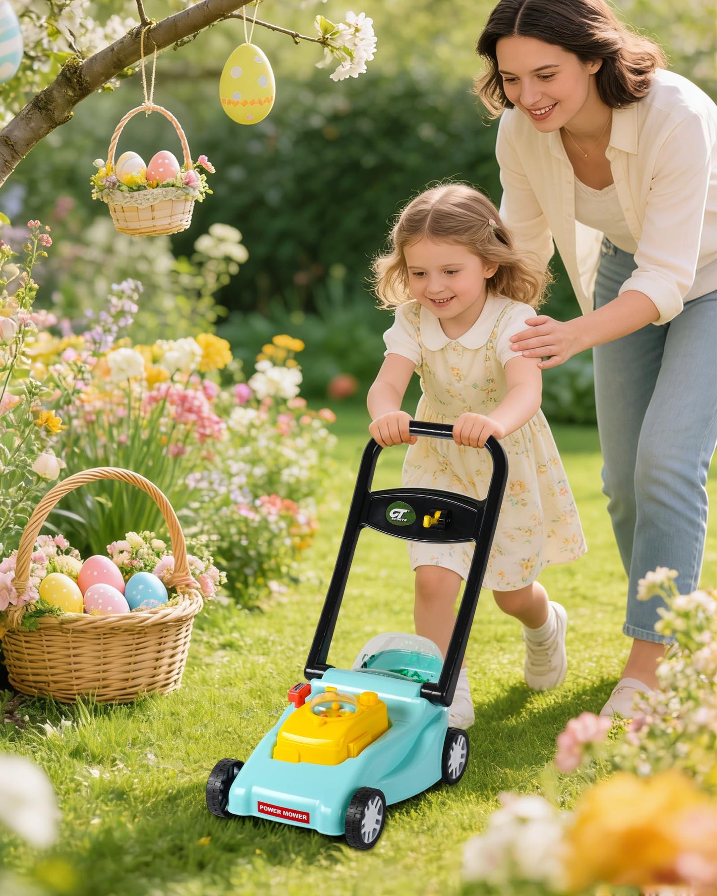 Kids Lawn Mower with Realistic Grass-Cutting Action and Sounds – No Batteries Required | Fun Outdoor Push Toy, Birthday Gift & Holiday Present for 3, 4, 5, 6, 7, 8 Year Old Boys and Girls