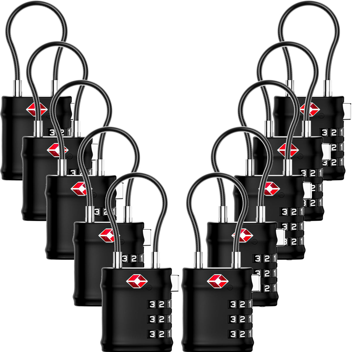 LUGGEX Suitcase Locks, Luggage Locks, TSA Approved Luggage Locks,Black,2