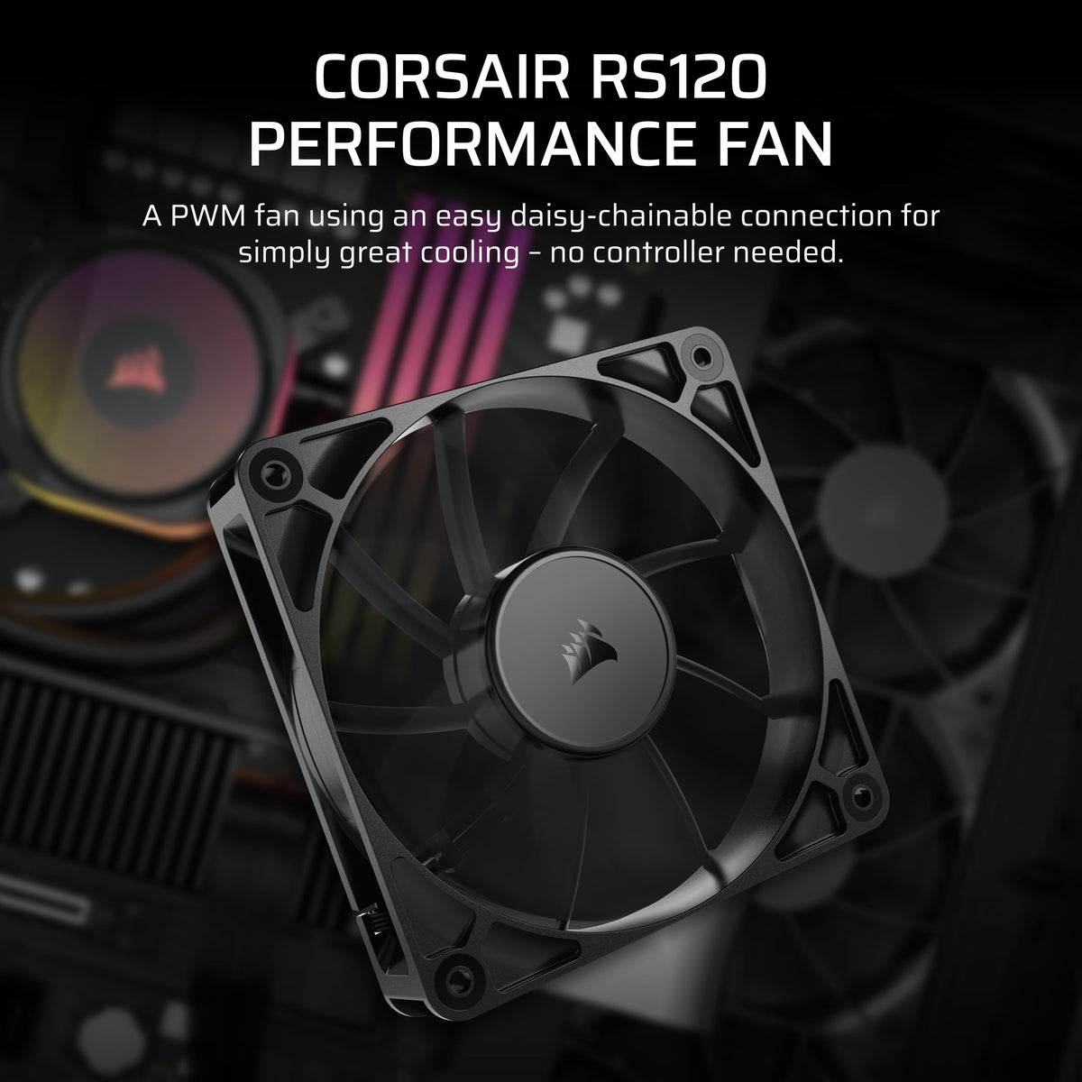 CORSAIR RS120 ARGB 120mm PWM Fans – Daisy-Chain Connection – Low-Noise – Magnetic Dome Bearing – Triple Pack – White