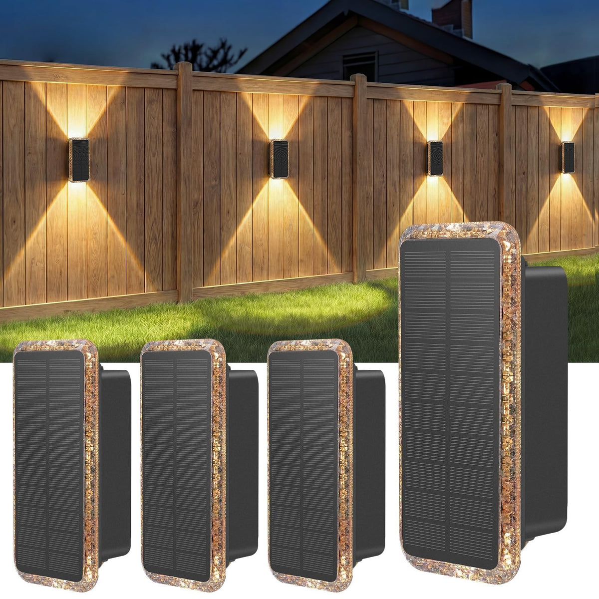 vighep RGB Solar Fence Lights Outdoor 3 Pack, 11 Mode Up & Down Wall Lights