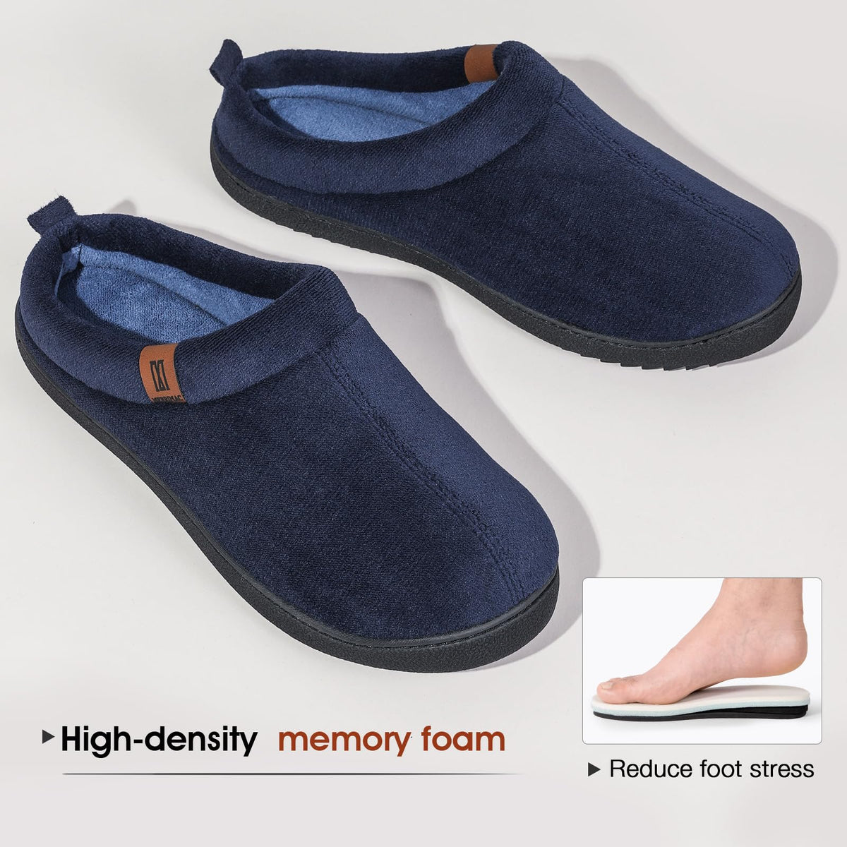 MERRIMAC Men's Slip-on Slippers Memory Foam Non-slip Indoor House Shoes