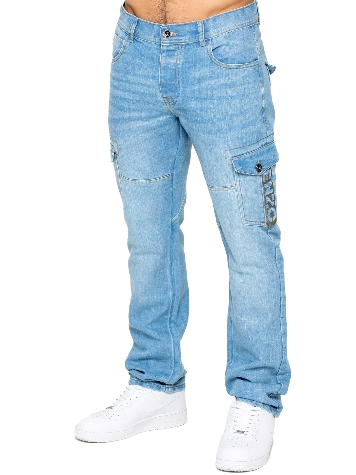 989Zé ENZO Mens Jeans Straight Leg Regular Fit Casual Cotton Denim Pants Trousers All Waist Sizes