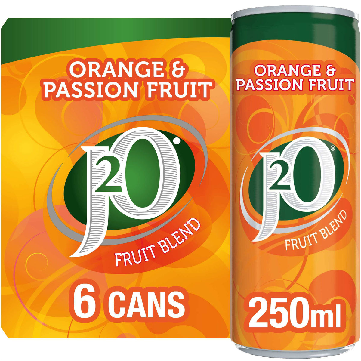 J2O Orange & Passionfruit Juice Blend | 250ml Can | 12 Pack