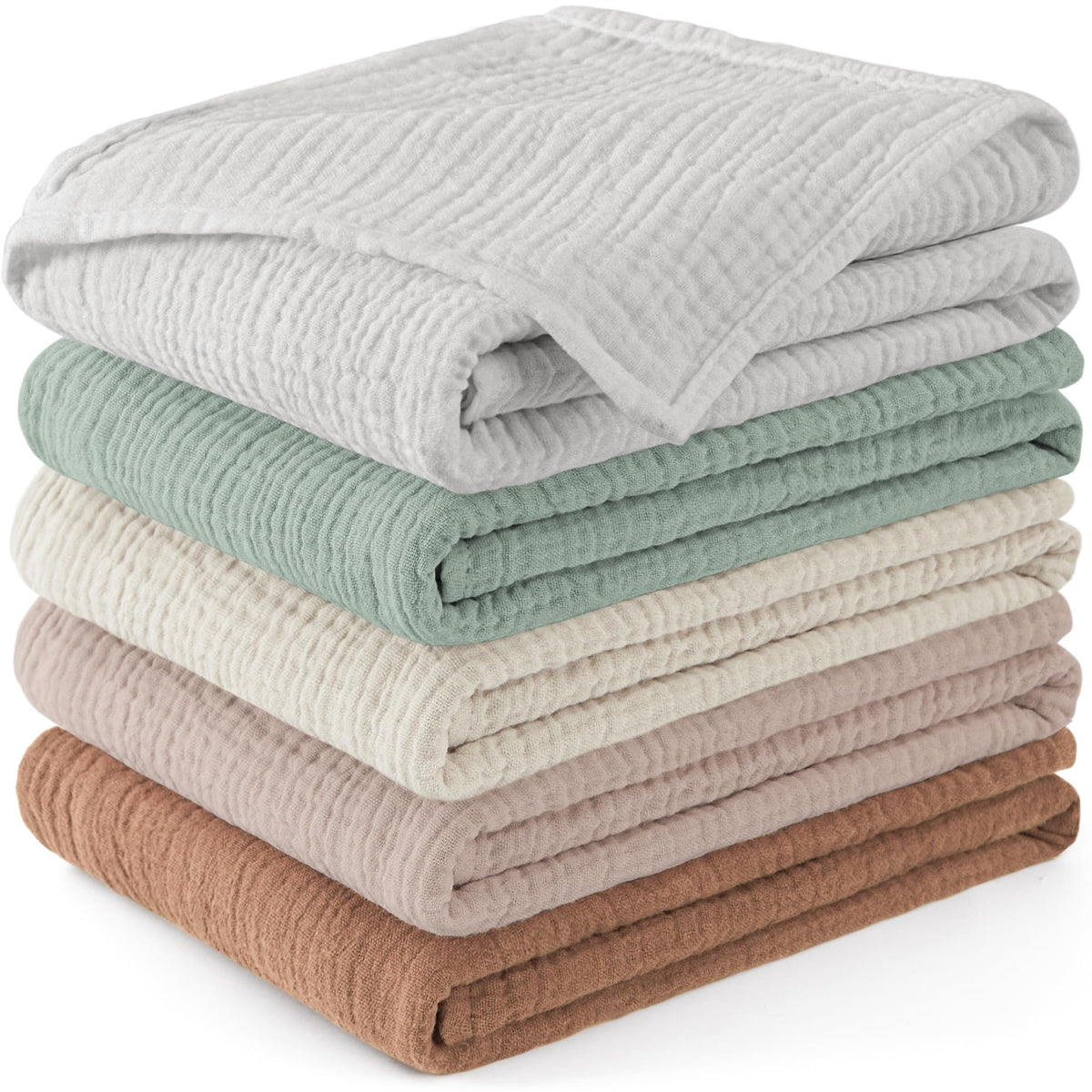 Susurration Muslin Cloths for Baby, 100% Cotton Baby Muslin Squares Cloths for Newborn Boy and Girl, Soft, Breathable and Extremely Absorbent Baby Muslin Burp Cloths, 60 x 60 cm, 5 Pack