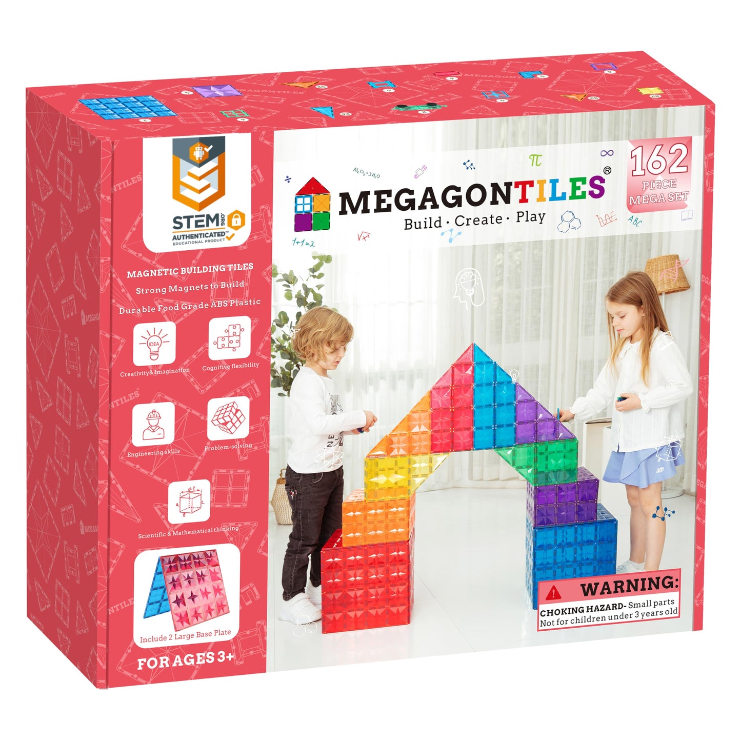 MEGAGONTILES 110PCS Premium Magnetic Tiles Set | STEM-Authenticated Magnetic Building Blocks | Educational Construction Toy for Kids Ages 3–8 (Boys & Girls)