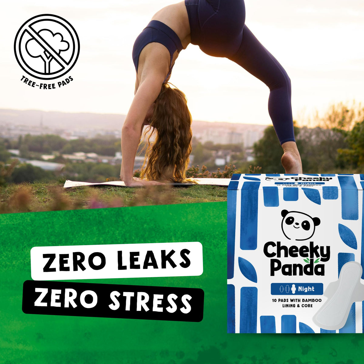 The Cheeky Panda Organic Sanitary Towels for Women – Heavy Flow – 12 Organic Pads Per Pack - with Bamboo Pads and Core