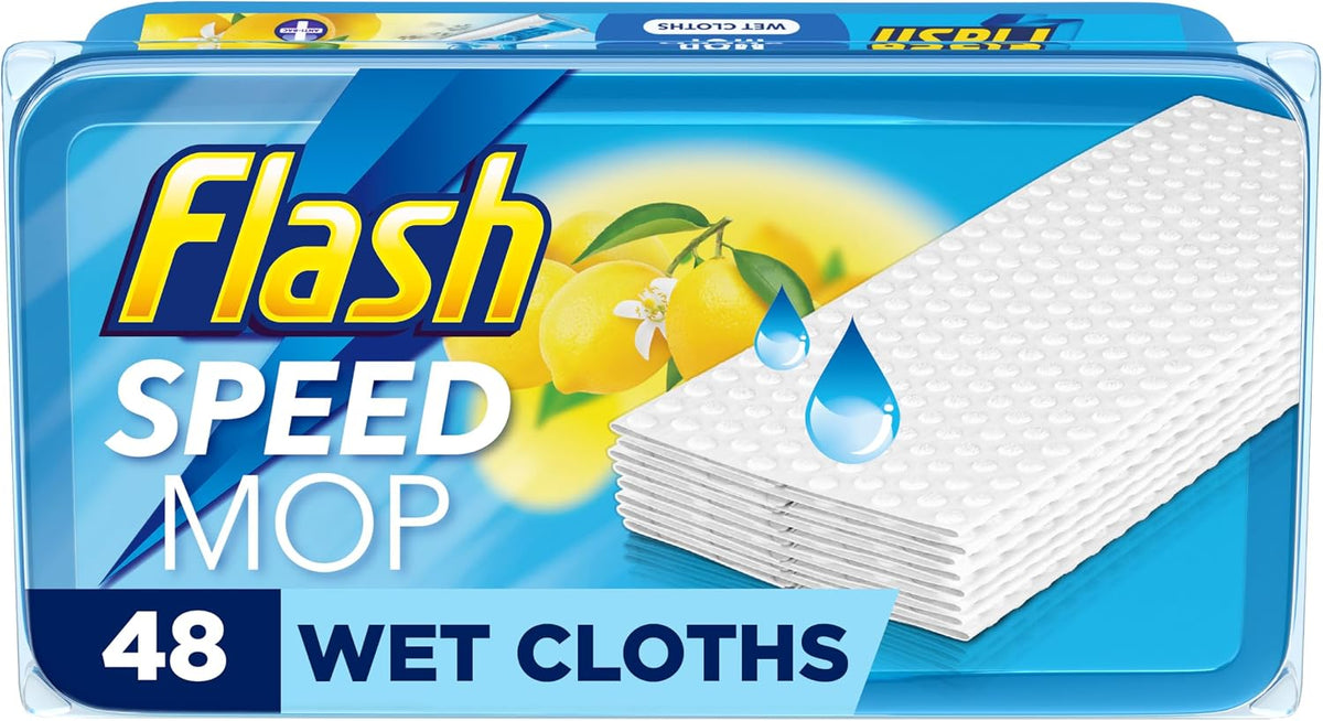 Flash Speedmop Wet Mop Floor Cleaner Wipes, 48 Wet Lemon Pads