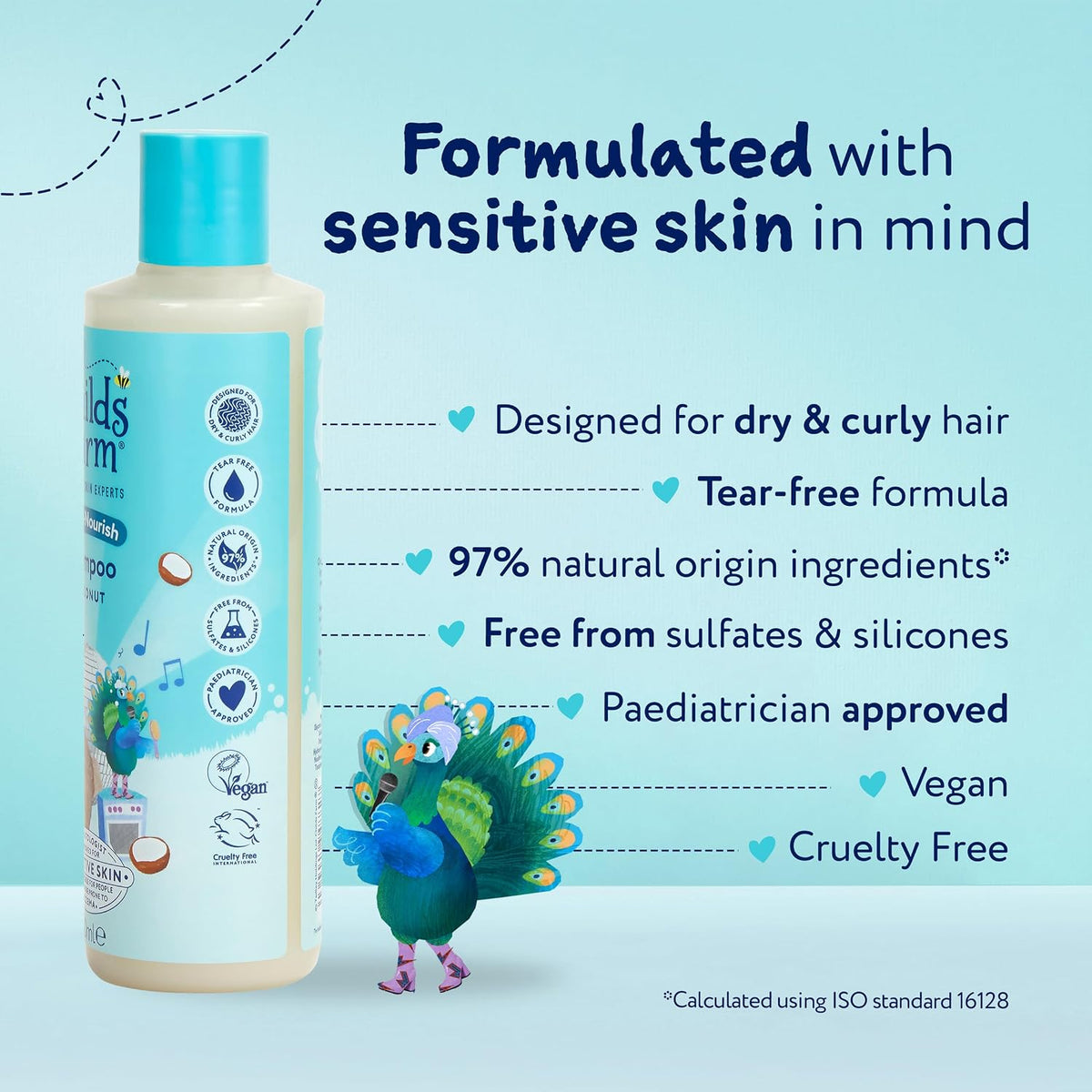 Childs Farm Coco-Nourish Shampoo, Gently Cleanse Dry and Curly Hair, Tear Free, Coconut, Kids, 250ml