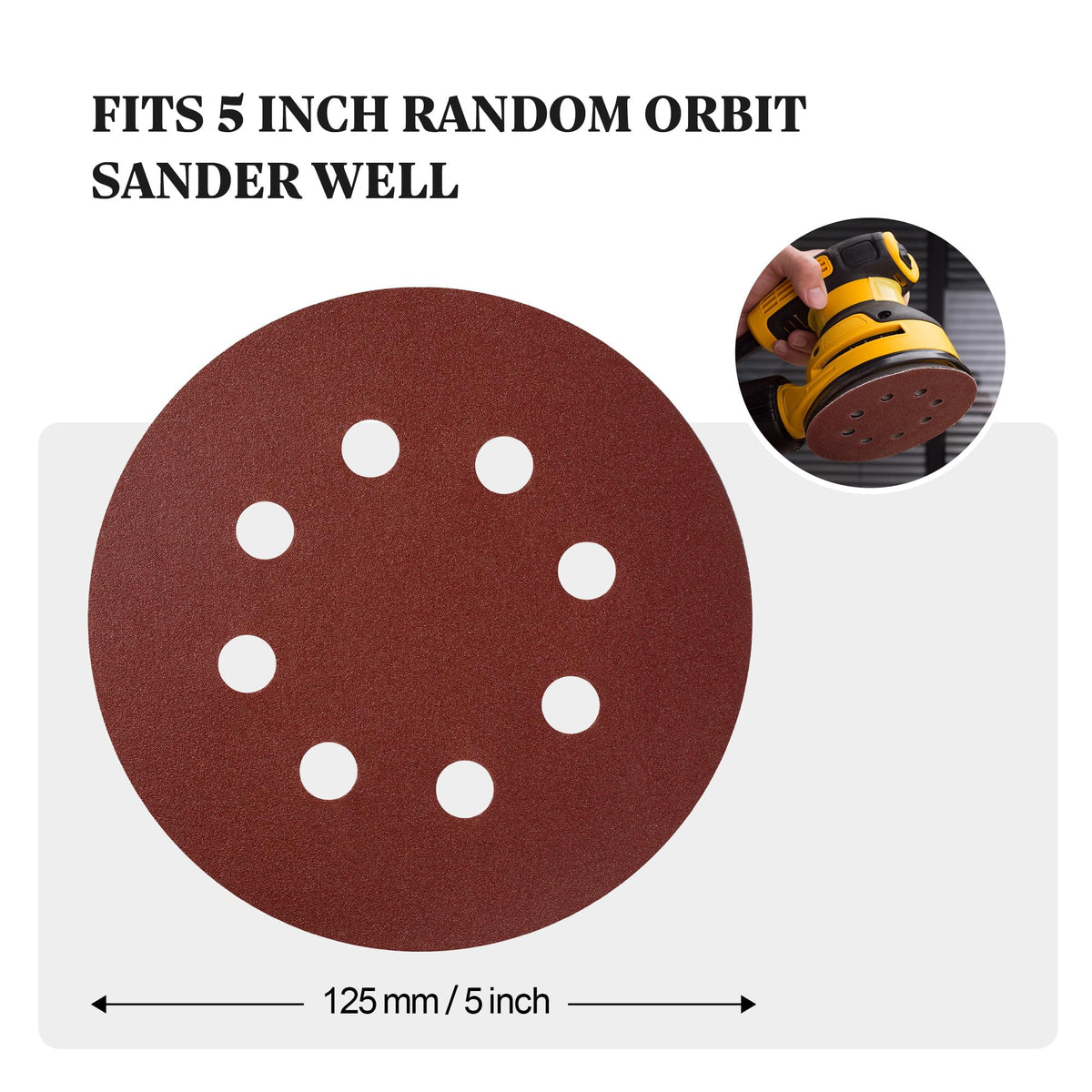 SATC Sanding Discs 150 Grit 110PCS Orbital Sander Discs 125mm Hook and Loop Round Orbital Sander Pads for Sanding