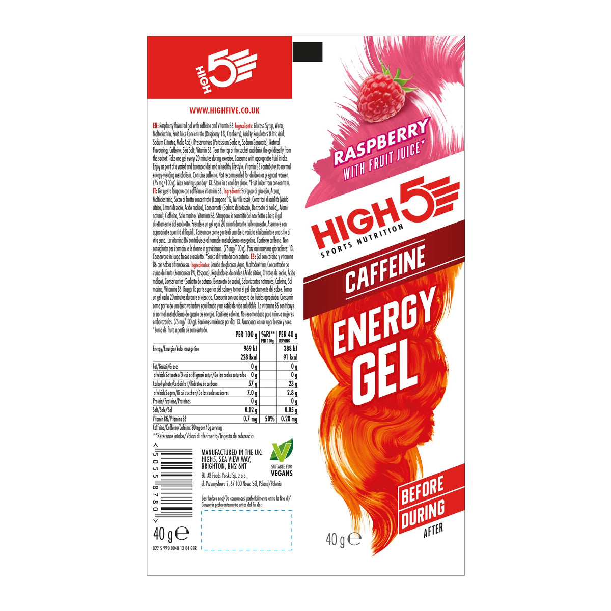 HIGH5 Energy Gels, Running Gel for Fast & Sustained Energy, Mixed, 8 x 40g