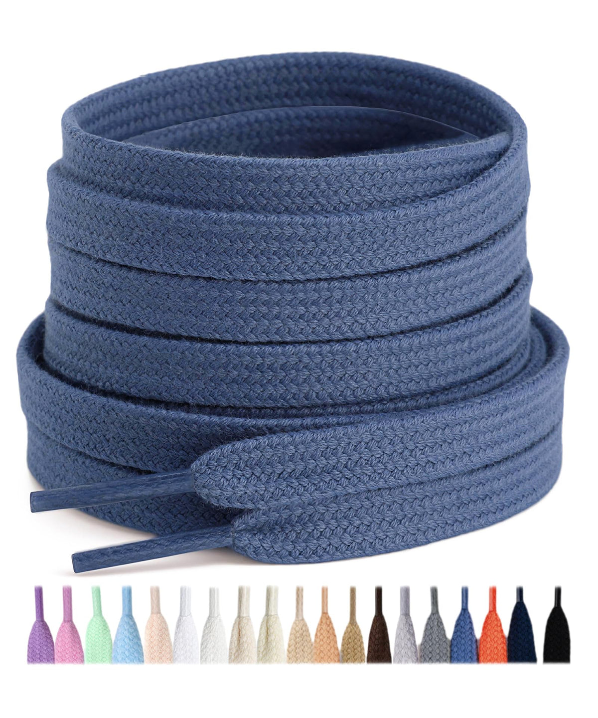 Stepace 2 Pairs Cotton Flat Shoe Laces 8mm Wide Shoelaces for Sneaker