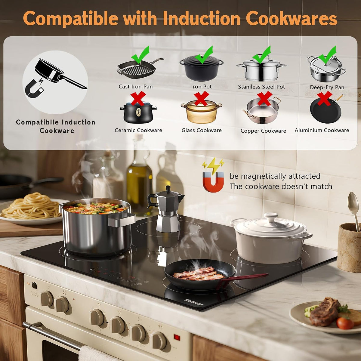 Karinear Built-in Induction Hob 4 Zones 60cm