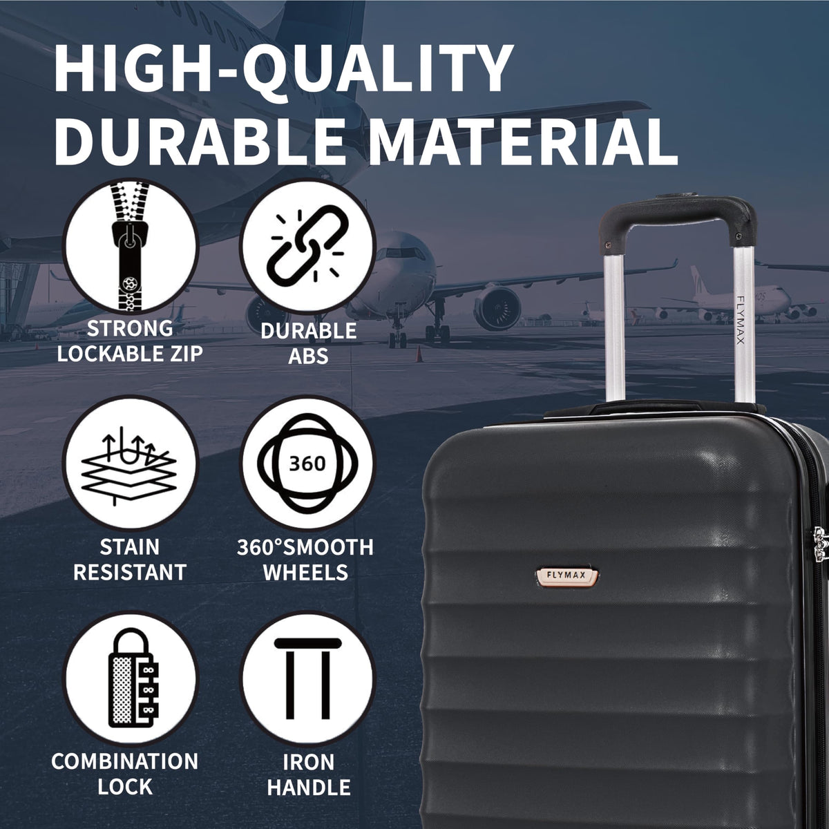 FLYMAX 55x40x20 Ryanair Cabin Bag Hand Luggage Lightweight Suitcase Approved Carry on Luggage Case 2.5KG 40L Royal