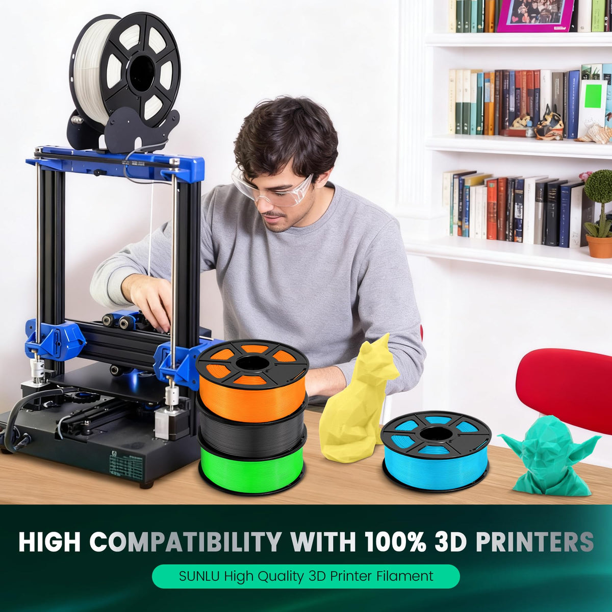 SUNLU Premium PLA+ Filament 1.75mm, Enhanced Durability and High Strength