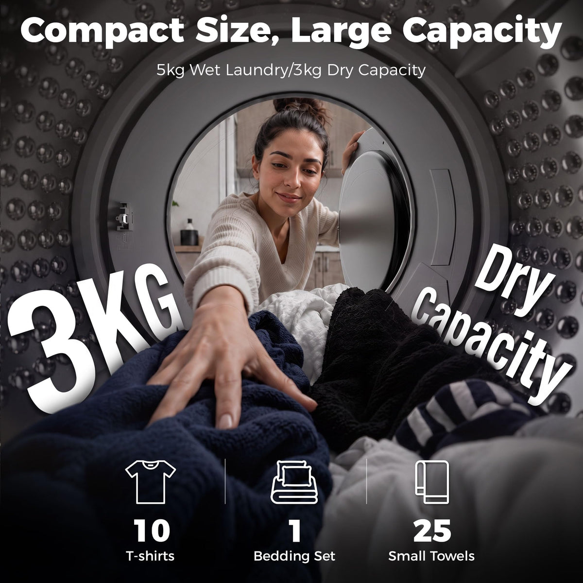 HOMCOM Vented Tumble Dryer 5kg Wet Laundry/3kg Dry Capacity 1000W Black