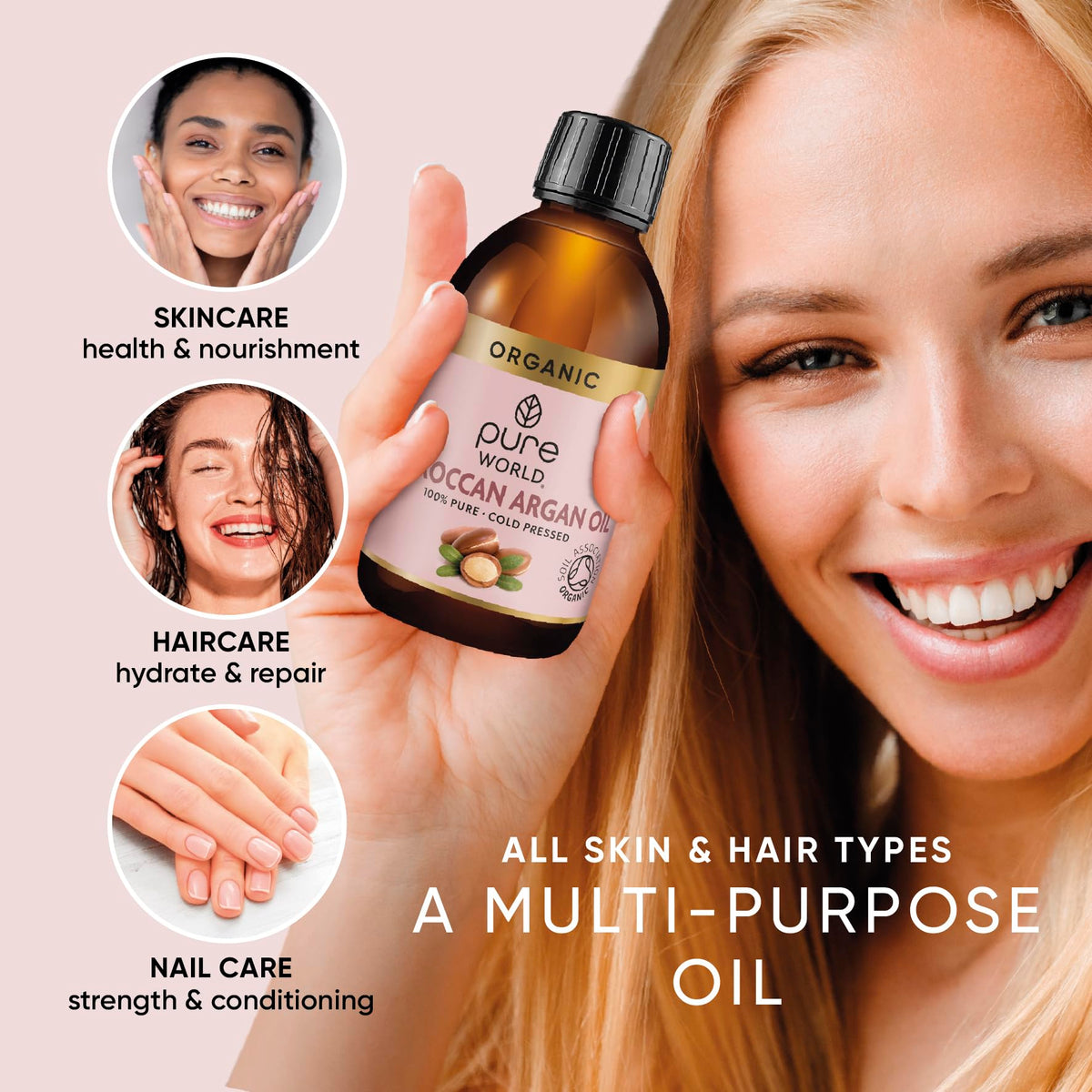 Pure World Natural Castor Oil 250ML Cold & Freshly Pressed 100% Pure and Undiluted Hexane Free Nourish Your Skin and Hair Eyebrows, Nails, Beard, Hair, Eyelash Growth Food Grade