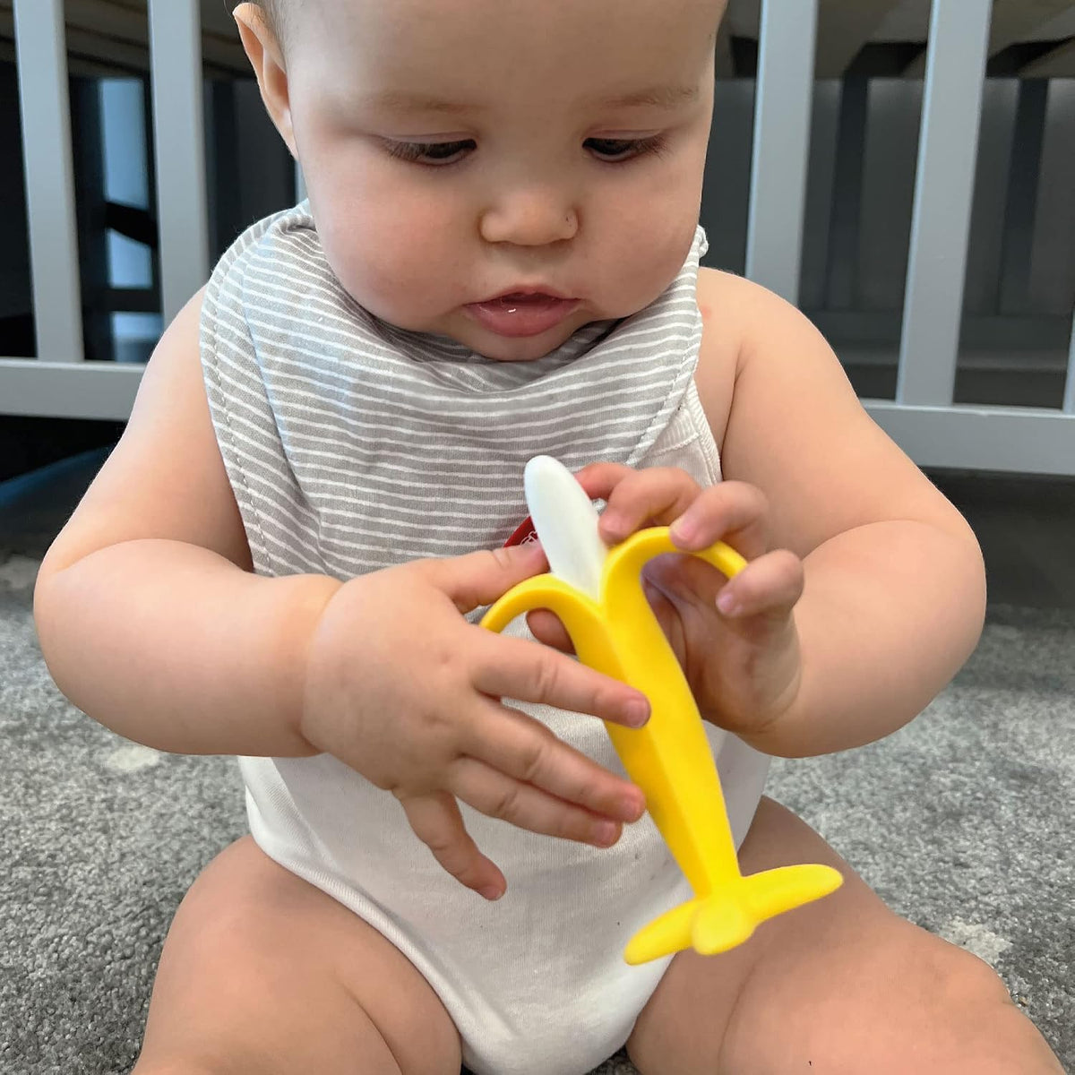 Nuby Silicone Banana Baby Teether Toy for Sore Gums, 3M+