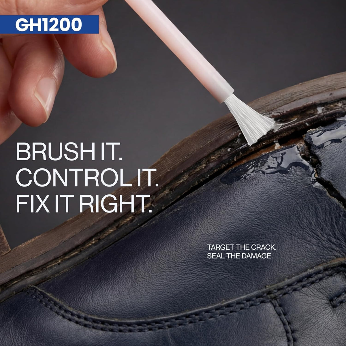 GH1200 (2-IN-1) Shoe Glue Sole Repair Waterproof with Brush Applicator and Nozzle - Clear Drying & Strong Shoe Repair Superglue for shoes - Non-Stiff Repairs, Fixes Sneakers, High Heels, Crocs & More