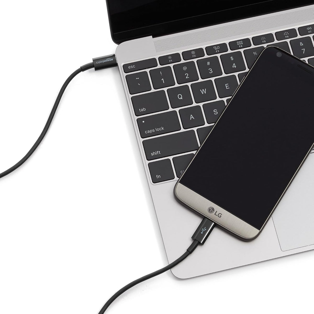 Amazon Basics USB-C to USB-C 2.0 Fast Charger Cable, 480Mbps Speed, USB-IF Certified, for Apple iPhone 16/15, iPad, Samsung Galaxy, Tablets, Laptops, 0.9 m, Black