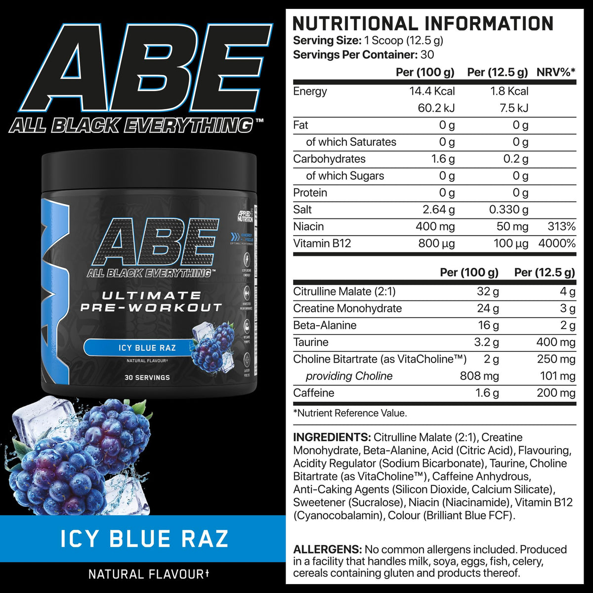 Applied Nutrition ABE Pre Workout Powder Tropical 375g