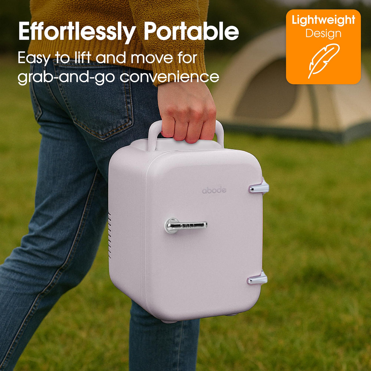 Abode Black Mini Fridge A4CLR201B 4L/6 Can Portable Thermoelectric Mini Cooler & Warmer for Drinks, Cosmetics/Makeup/Skincare, AC/DC Power, Retro Style, For Bedroom, Home, Caravan, Car