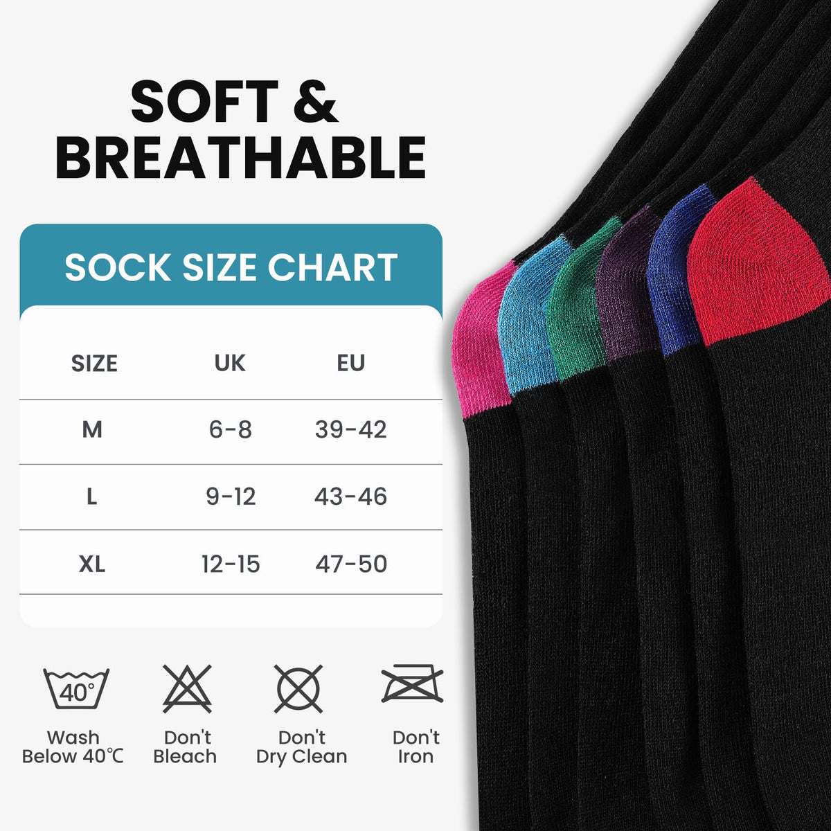 Cirorld 6/10 Pairs Mens Black Socks, Breathable Causal Cotton Socks Men