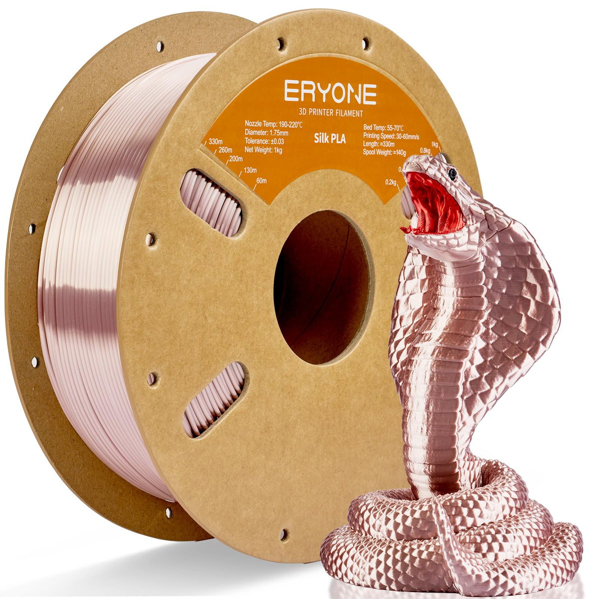 ERYONE Silk PLA Filament 1.75mm,3D Printer Filament PLA,Shiny Glossy PLA Filament,+/-0.03mm,1kg(2.2lbs)/Spool,Silk Liquid Gold