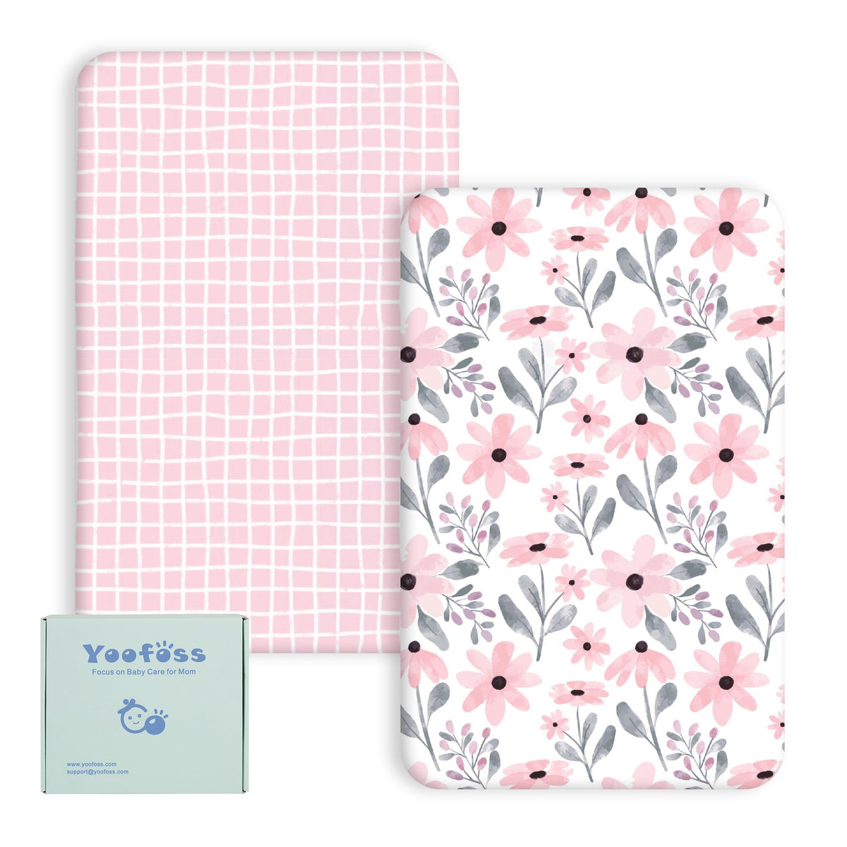 Yoofoss Moses Basket Sheets 41 x 84 cm, Fitted Soft & Breathable Microfiber Pram Sheet for Newborn Baby Boy and Girl, Crib Bassinet Mattress Protector Snuzpod Bedside 2 Pack